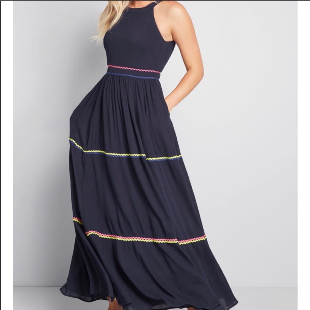 ModCloth | Yes to Festive Blue Maxi Dress